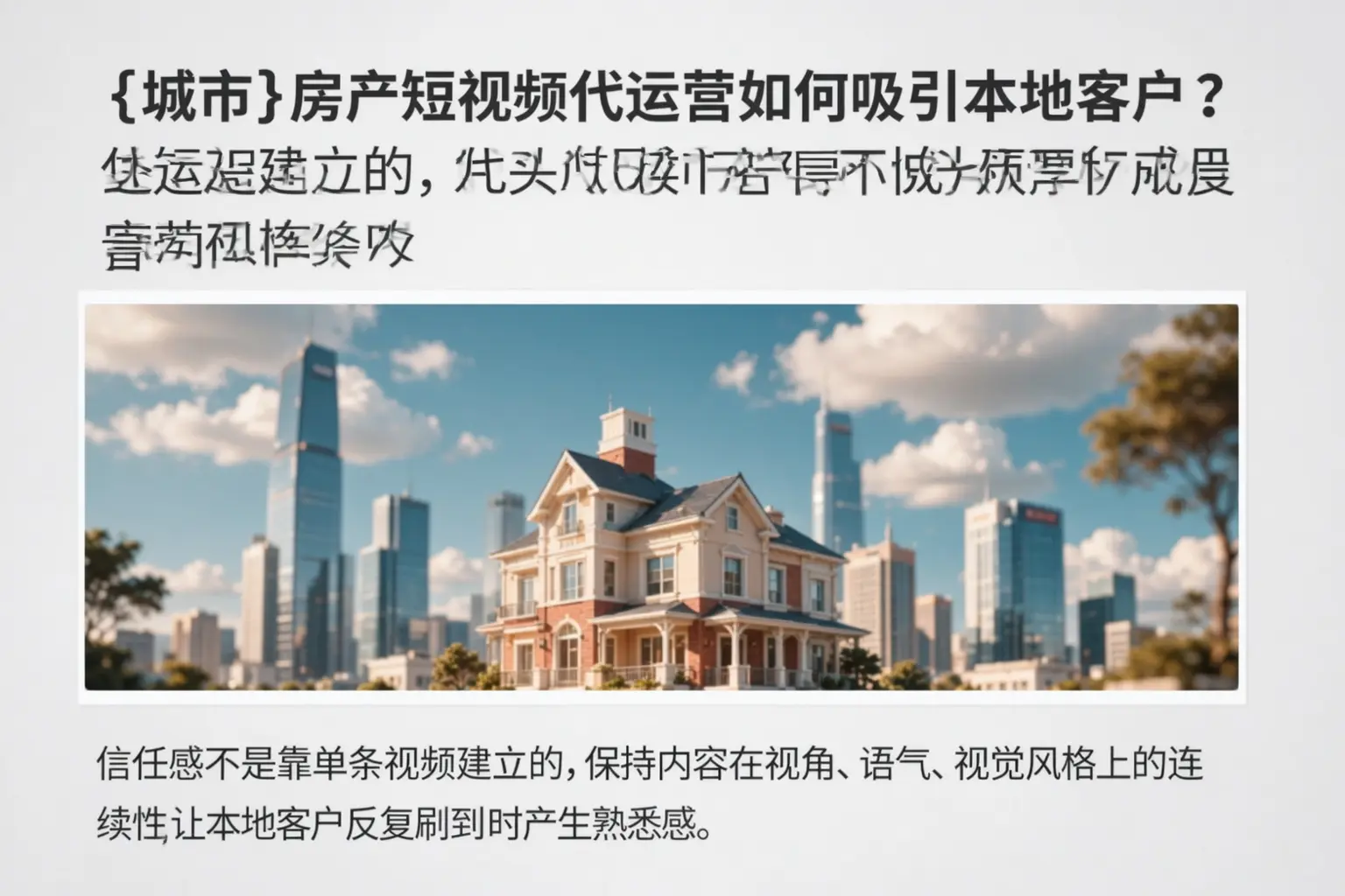 靖江房产短视频代运营如何吸引本地客户?